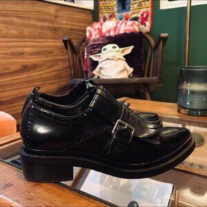 Zara Fringe Bluchers Fringe Buckle Loafers